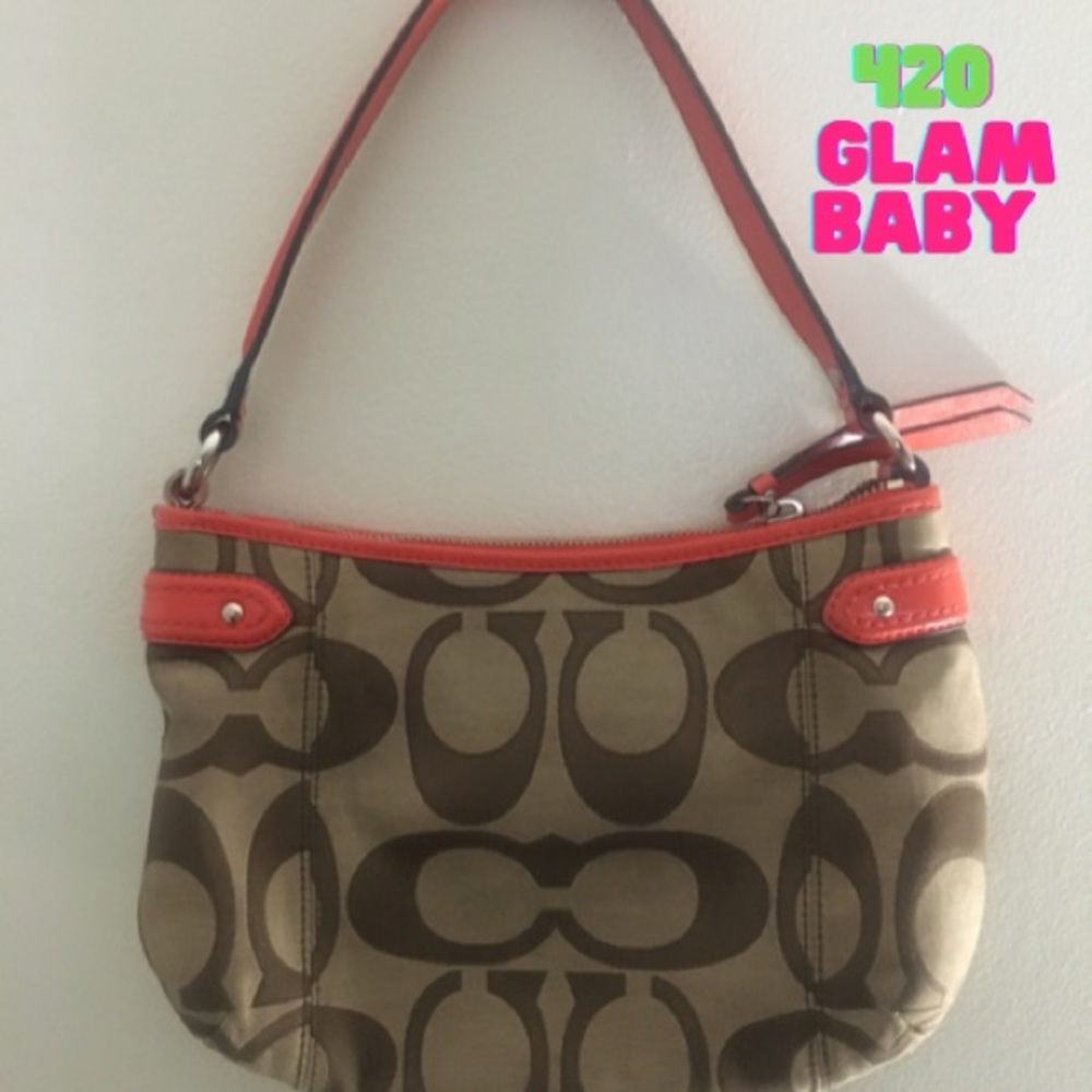 Coach Handbag | Orange and Beige Real Designer - Picture 3 of 4